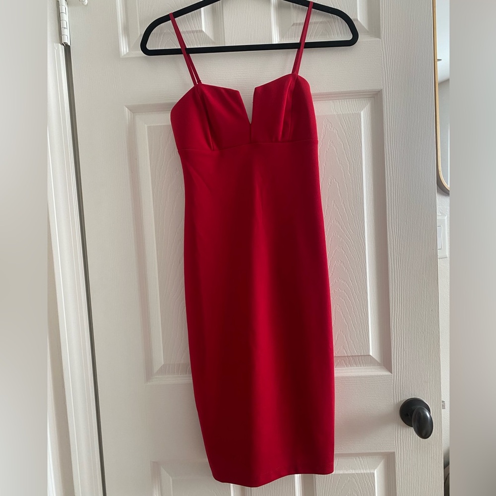 Red midi dress